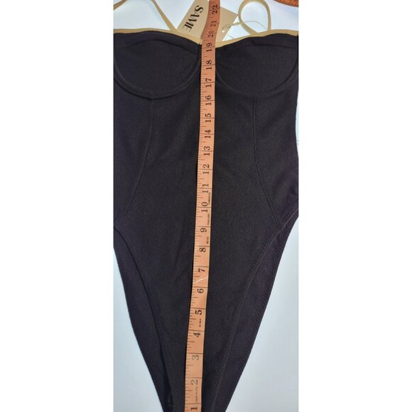 SAME Los Angeles Swim Womens One Piece Underwire Faux Suede Black XS, S,M - Picture 4 of 5